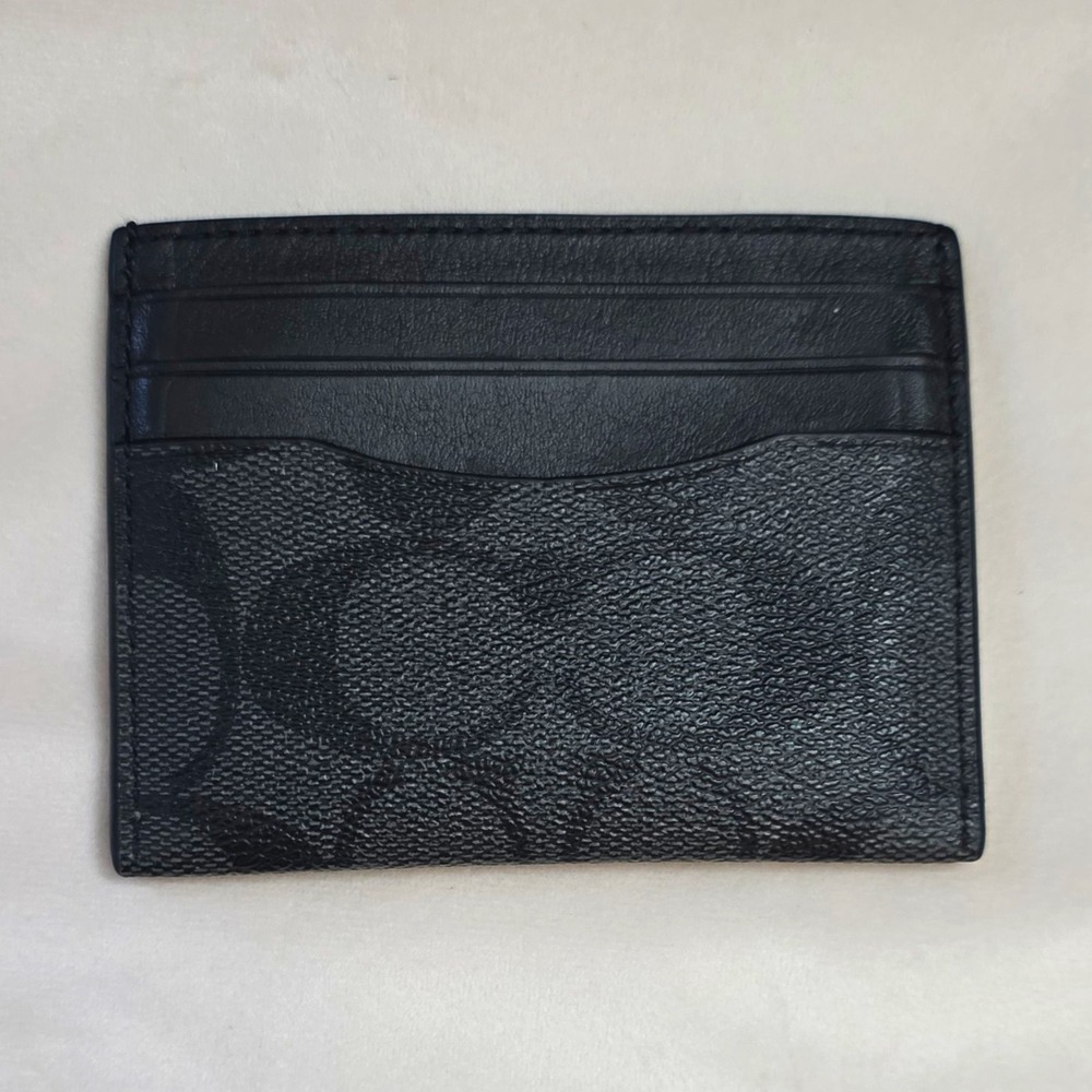 Coach Men's Slim ID Card Case 58110 in Signature Canvas Black Charcoal
